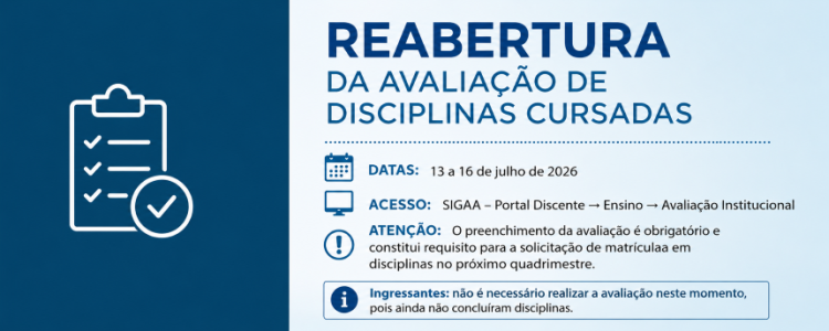 Reabertura da Avaliação de Disciplinas Cursadas