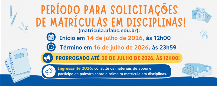 Matrículas em disciplinas - 3º quadrimestre de 2026